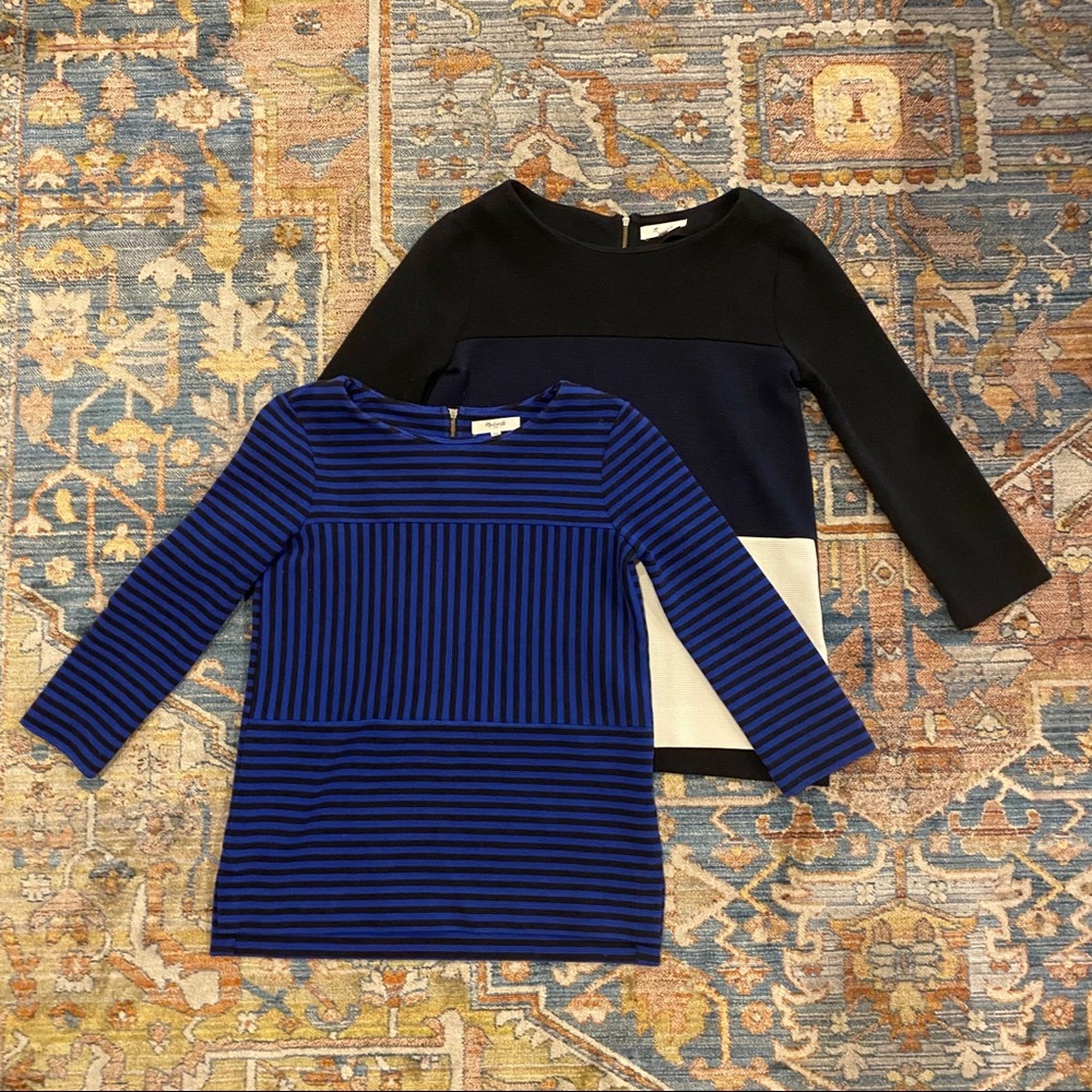 Set of 2 Madewell Gallerist Stripe Ponte Tops